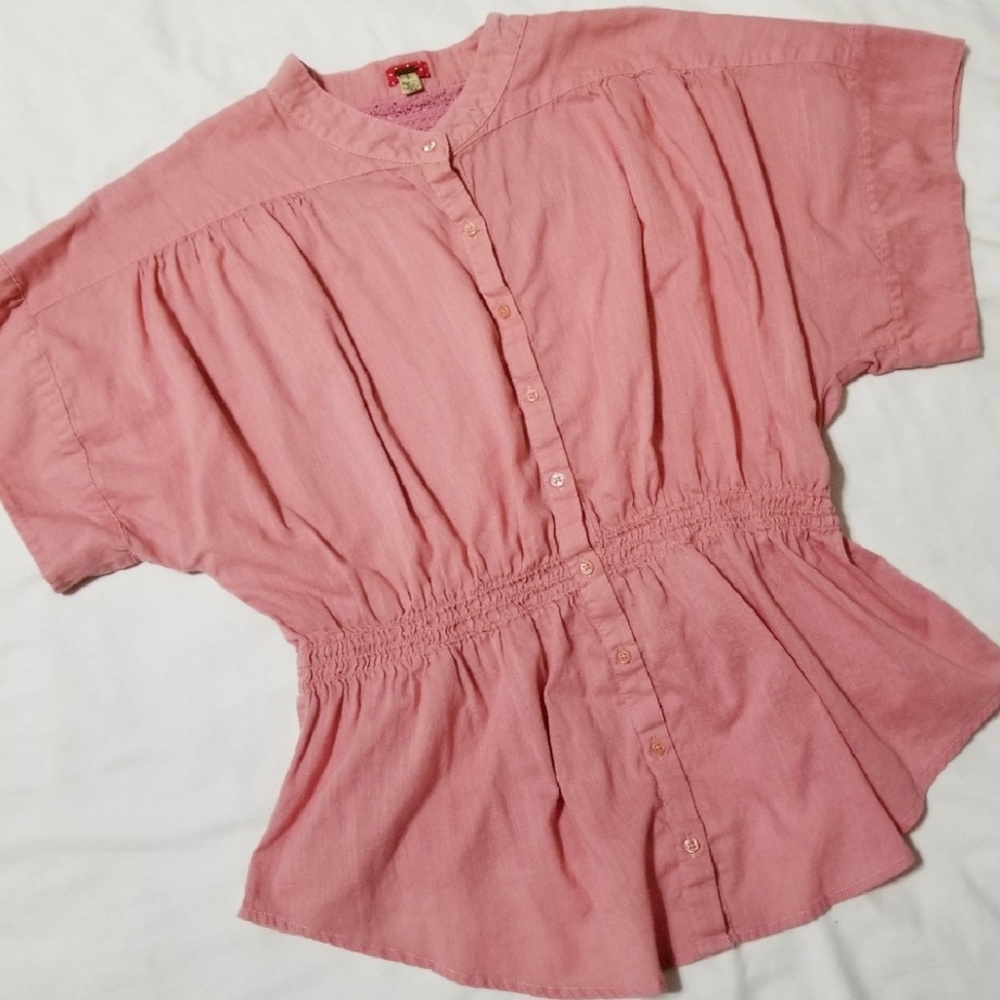 Free People | Pink Button Front Blouse